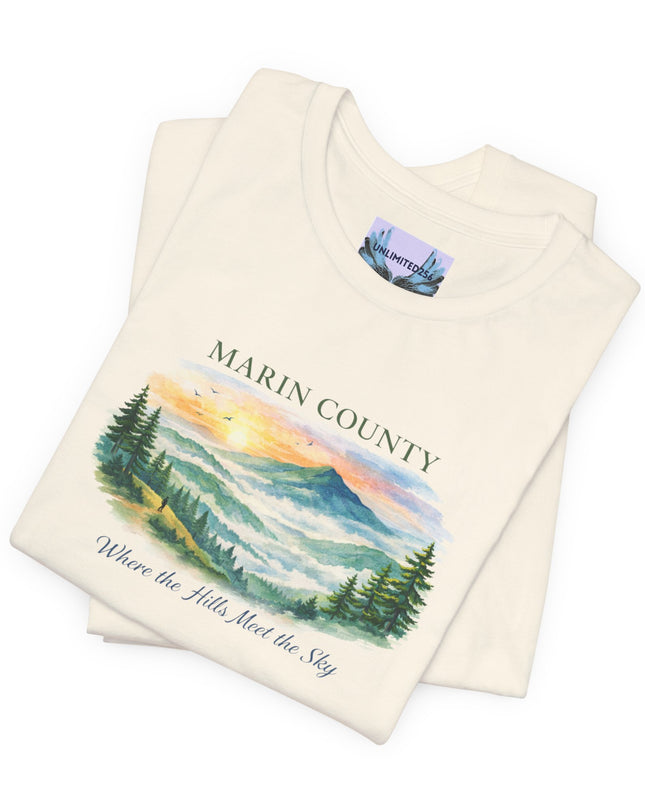 "Marin County, Where the Hills Meet the Sky" Unisex Jersey Short Sleeve Tee