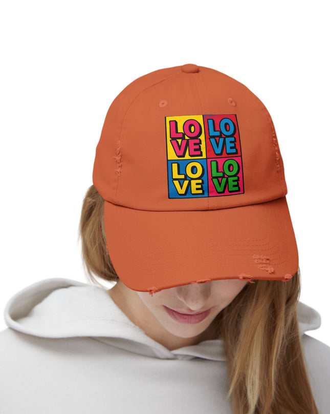 "Love (Andy Warhol style)"Unisex Distressed Cap