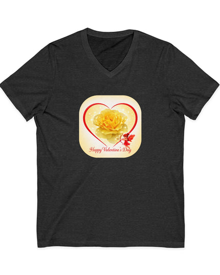 "Happy Valentine's Day" Unisex Jersey Short Sleeve V-Neck Tee