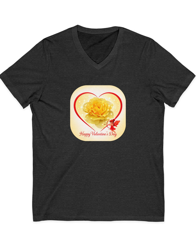 "Happy Valentine's Day" Unisex Jersey Short Sleeve V-Neck Tee