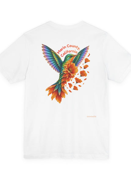 "Hummingbird and Poppies" Unisex Jersey Short Sleeve Tee