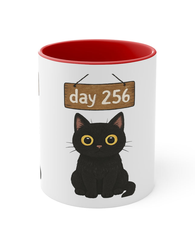 "Day 256 Not Blinking Black Cat" Accent Mug