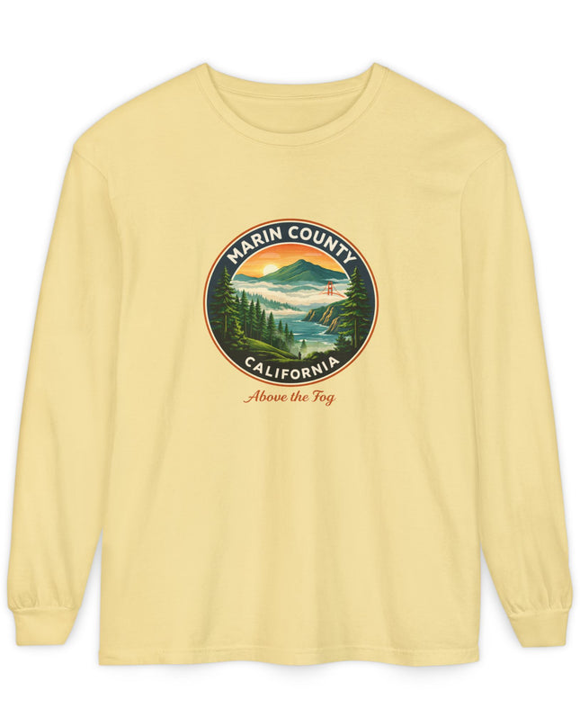 "Marin County, Above the Fog" Unisex Garment-dyed Long Sleeve T-Shirt