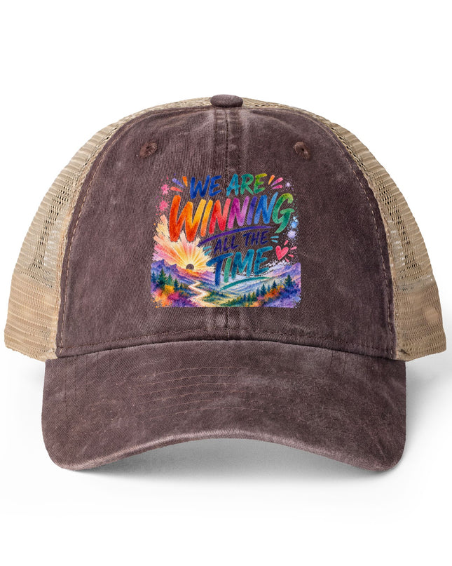 "We are Winning all the Time" Women's Washed Mesh-Back Cap