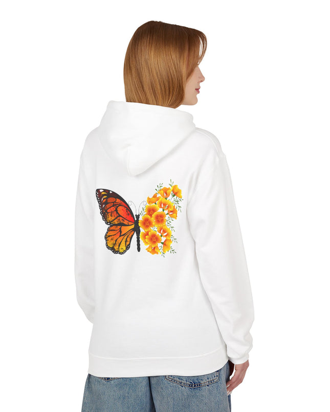 "Butterfly Poppies" (Ink front and back) Unisex Midweight Softstyle Fleece Hoodie