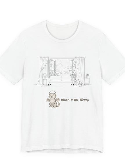 "Wasn't Me Kitty – Curtains" Unisex Jersey Short Sleeve Tee