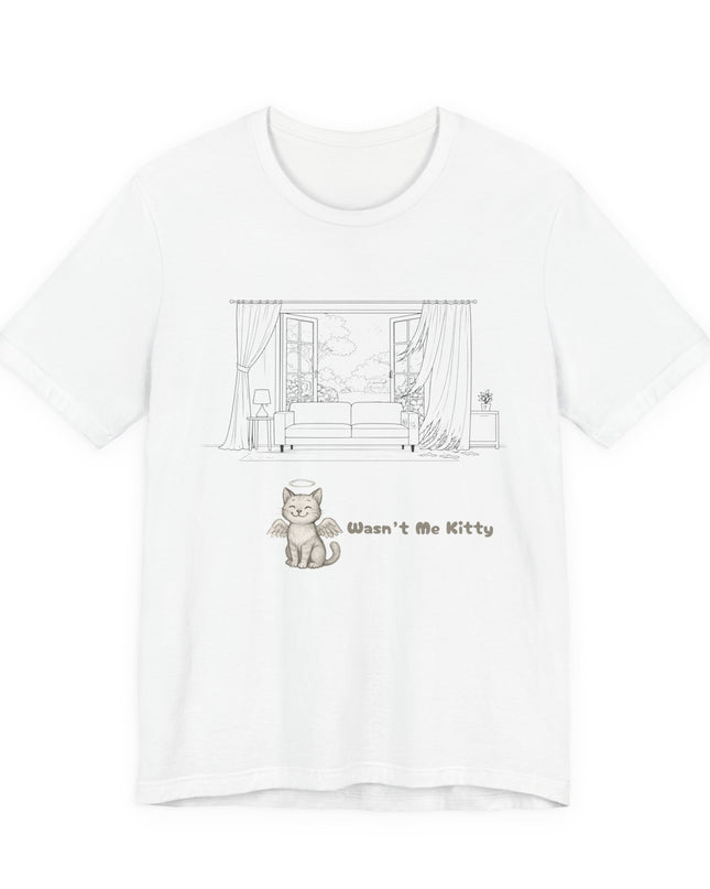 "Wasn't Me Kitty – Curtains" Unisex Jersey Short Sleeve Tee