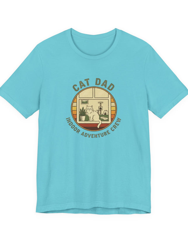 "Cat Dad Indoor Adventure Crew" Unisex Jersey Short Sleeve Tee