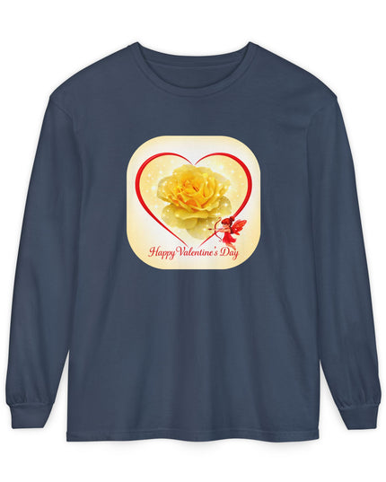 "Happy Valentine's Day" Unisex Garment-dyed Long Sleeve T-Shirt