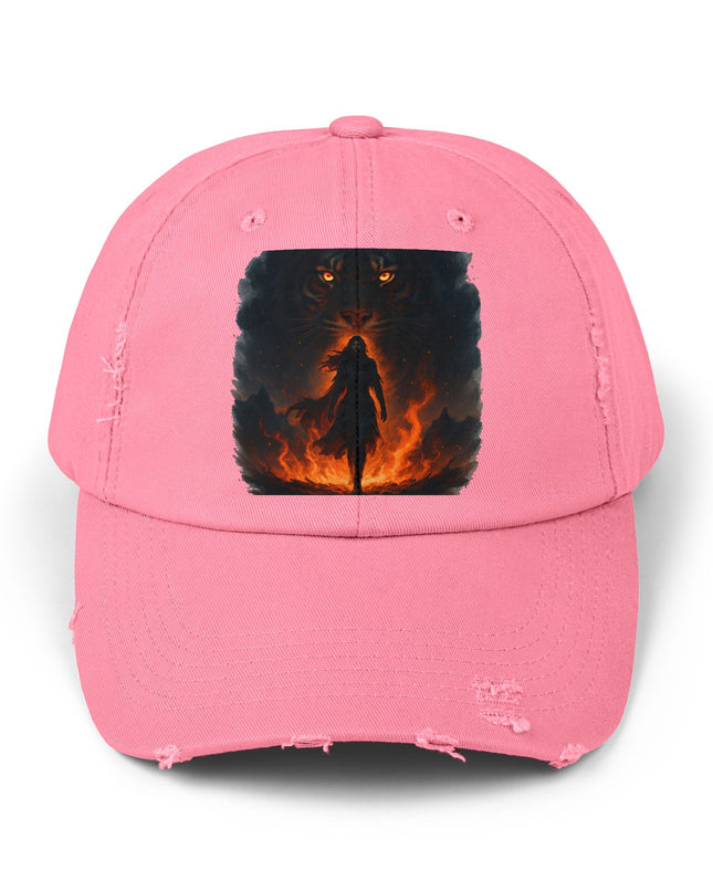 "Eye of the tiger, walking through fire" Unisex Distressed Cap