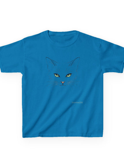 "Cat Face Sketch" Kids Heavy Cotton Tee