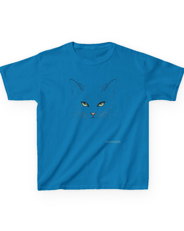"Cat Face Sketch" Kids Heavy Cotton Tee