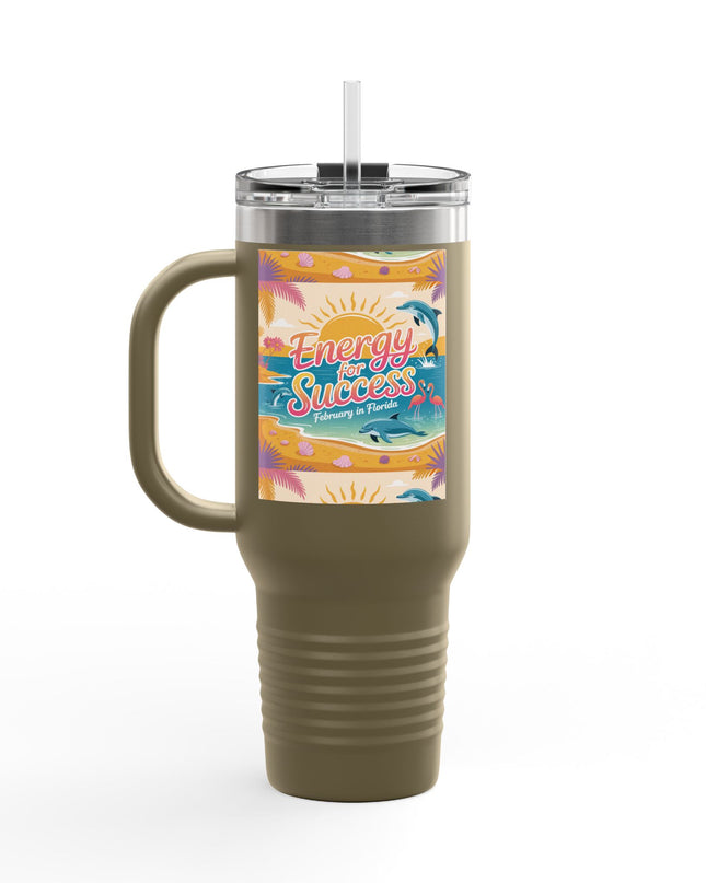 "February in Florida, Energy for Success" Insulated Travel Mug, 40oz