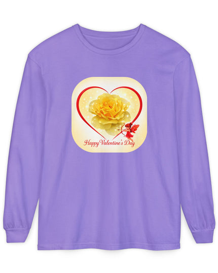 "Happy Valentine's Day" Unisex Garment-dyed Long Sleeve T-Shirt