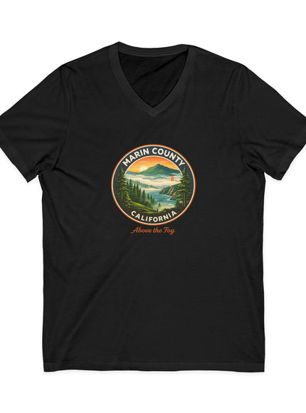 "Marin County, Above the Fog" Unisex Jersey Short Sleeve V-Neck Tee
