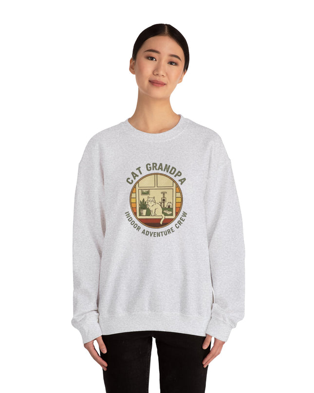 "Cat Grandpa Indoor Adventure Crew" Unisex Adult Sweatshirt