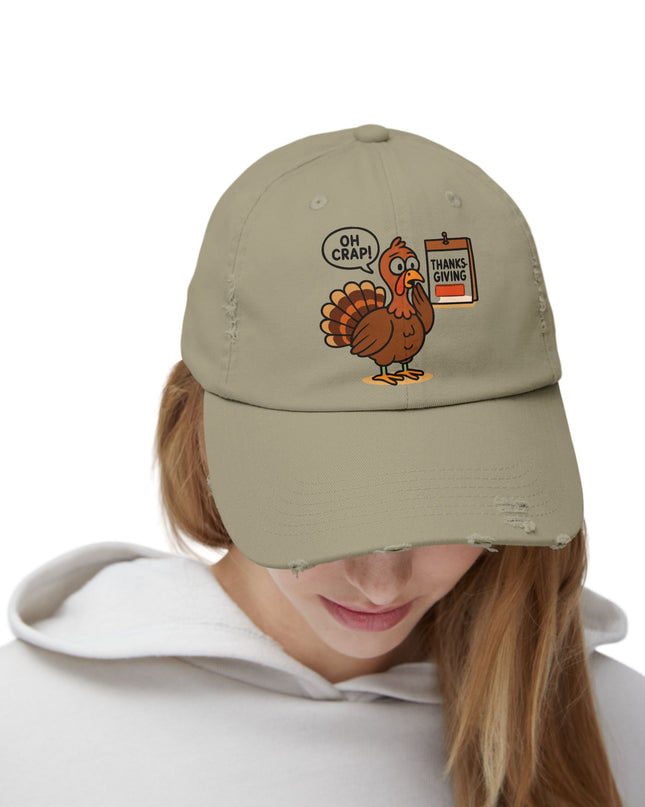 "Oh crap, Thanksgiving" Unisex Distressed Cap