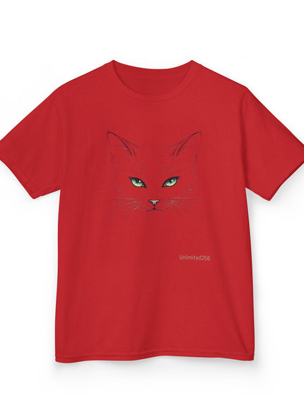 "Cat Face Sketch" Kids Heavy Cotton Tee
