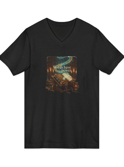 "Words Have Power" Unisex Jersey Short Sleeve V-Neck Tee