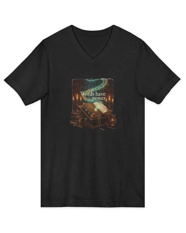 "Words Have Power" Unisex Jersey Short Sleeve V-Neck Tee