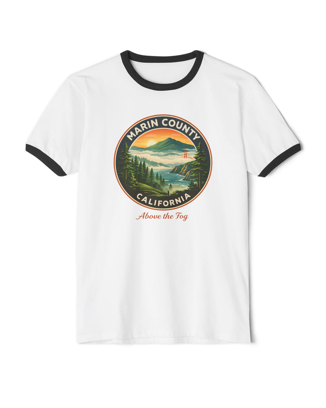 "Marin County, Above the Fog" Unisex Cotton Ringer T-Shirt
