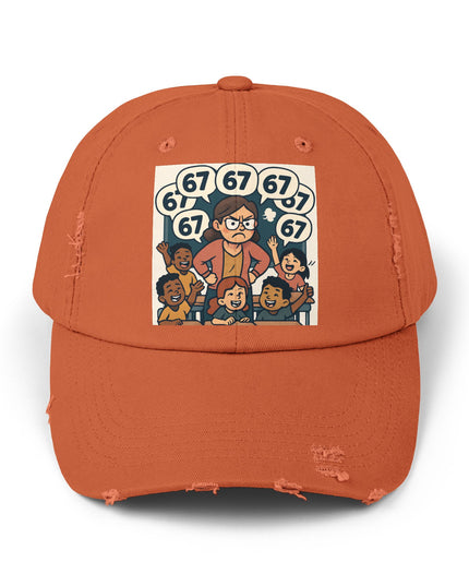"67 with a Frustrated Elementary Teacher"- Unisex Distressed Cap