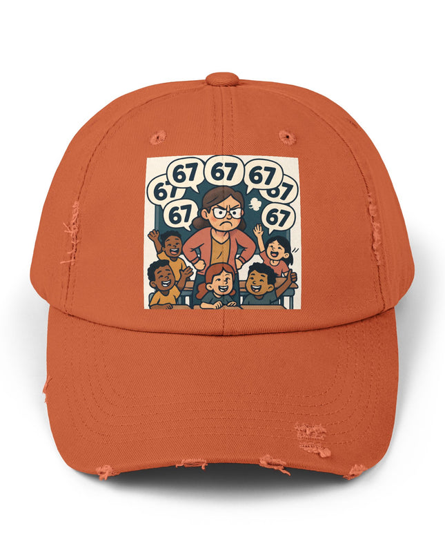 "67 with a Frustrated Elementary Teacher"- Unisex Distressed Cap