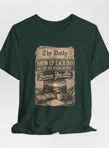 "Show Up Each Day" Unisex Jersey Short Sleeve Tee