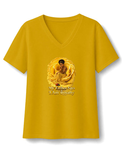 "My Father Says I am Royalty" Women's Relaxed Jersey Short Sleeve V-Neck Tee