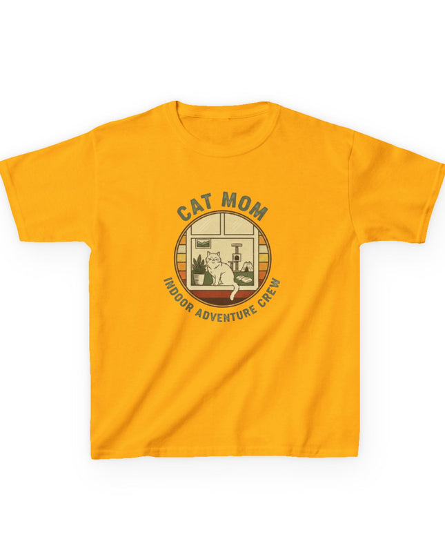 "Cat Mom Indoor Adventure Crew" Kids Heavy Cotton Tee