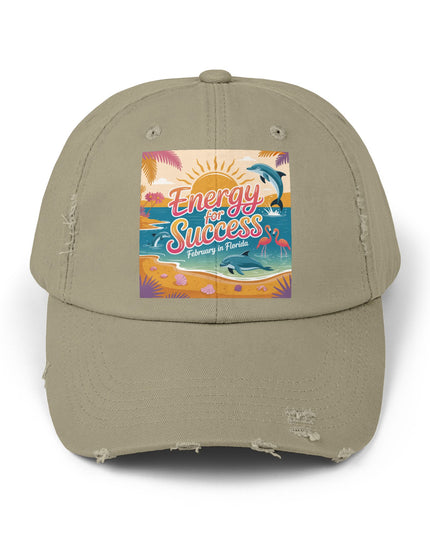 "February in Florida, Energy for Success" Unisex Distressed Cap