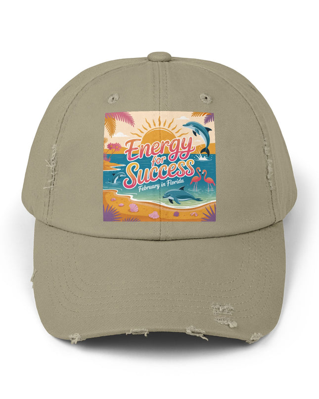 "February in Florida, Energy for Success" Unisex Distressed Cap