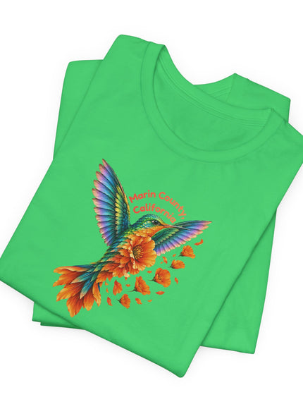 "Hummingbird and Poppies" Unisex Jersey Short Sleeve Tee