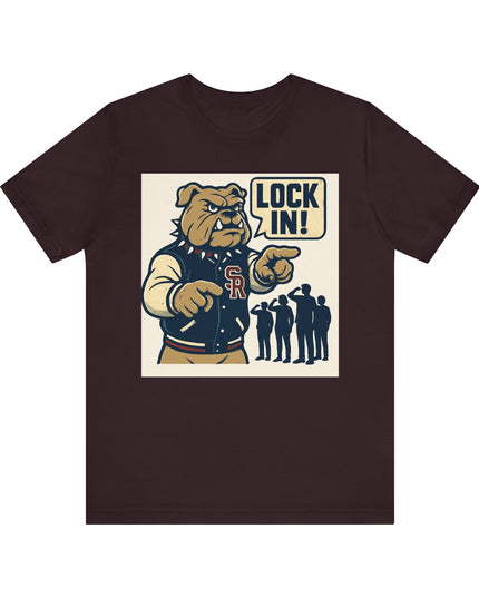 "The Fierce San Rafael High School Bulldog says Lock in!" Unisex Jersey Short Sleeve Tee