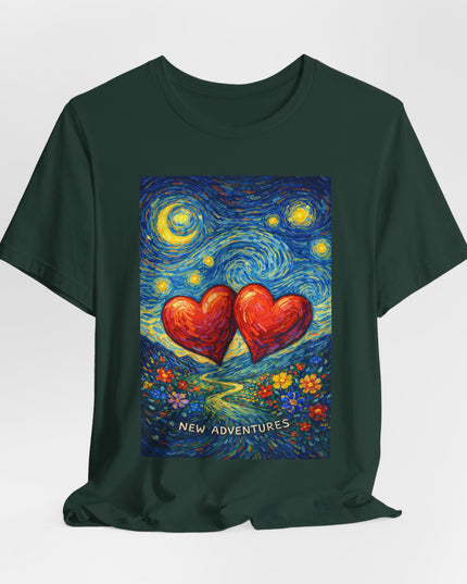"Valentine's Day, New Adventures - Vincent Van Gogh Style" Unisex Jersey Short Sleeve Tee