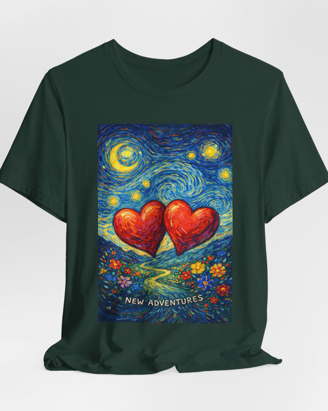 "Valentine's Day, New Adventures - Vincent Van Gogh Style" Unisex Jersey Short Sleeve Tee