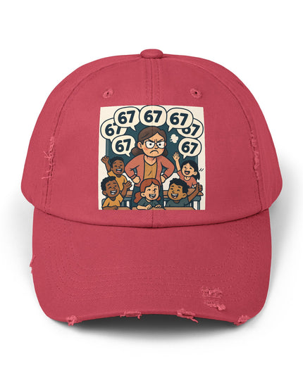 "67 with a Frustrated Elementary Teacher"- Unisex Distressed Cap