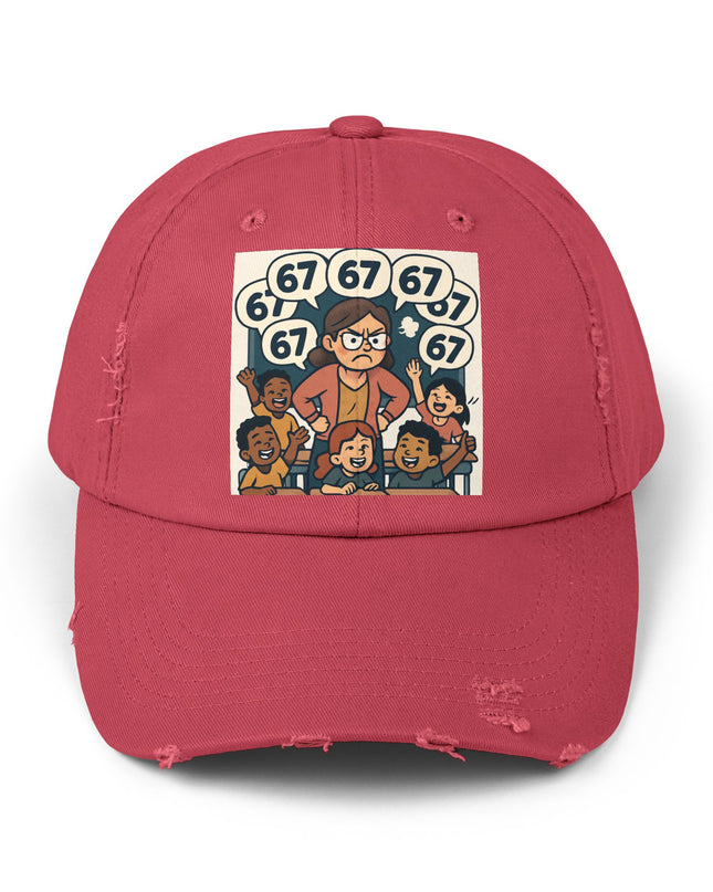 "67 with a Frustrated Elementary Teacher"- Unisex Distressed Cap