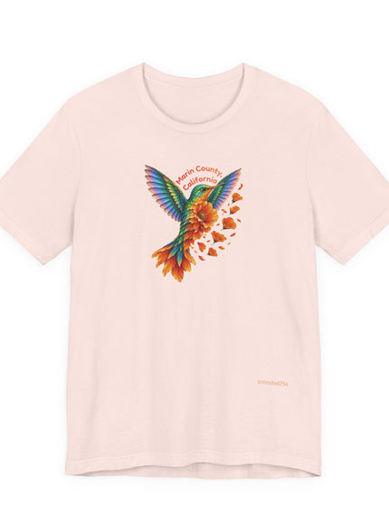 "Hummingbird and Poppies" Unisex Jersey Short Sleeve Tee