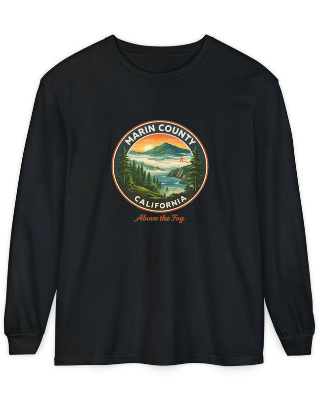 "Marin County, Above the Fog" Unisex Garment-dyed Long Sleeve T-Shirt