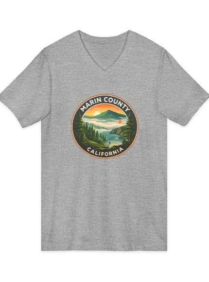 "Marin County, Above the Fog - no text" Unisex Jersey Short Sleeve V-Neck Tee
