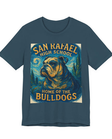 "San Rafael High School Home of the Bulldogs Vincent Van Gogh Style" Unisex Jersey Short Sleeve Tee