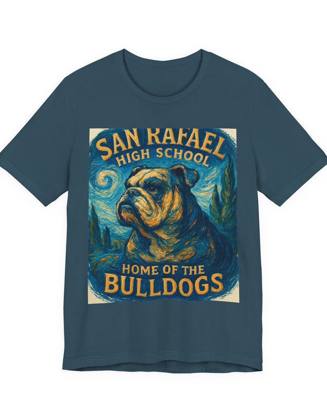 "San Rafael High School Home of the Bulldogs Vincent Van Gogh Style" Unisex Jersey Short Sleeve Tee