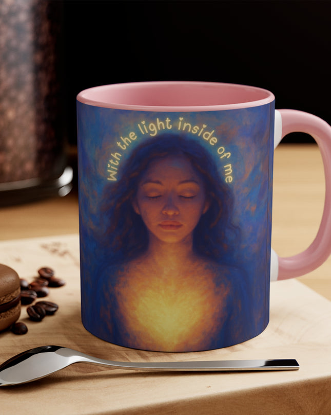 "With the Light Inside of Me" Accent Mugs