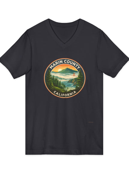 "Marin County, Above the Fog - no text" Unisex Jersey Short Sleeve V-Neck Tee