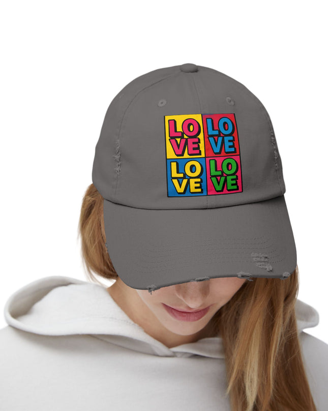 "Love (Andy Warhol style)"Unisex Distressed Cap