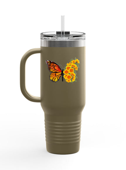 "Butterfly Poppies" Insulated Travel Mug, 40oz