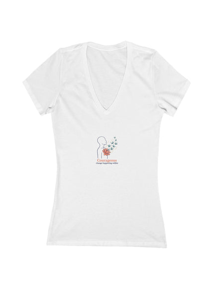 "Courageous Change Happening Within" Women's Jersey Short Sleeve Deep V-Neck Tee