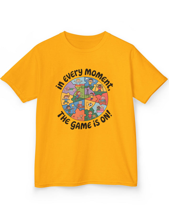 "In every moment, the game is on" Kids Short Sleeve Tee