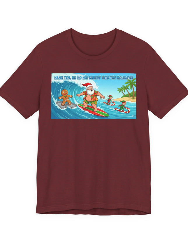 "Surfing into the Holidays" Unisex Jersey Short Sleeve Tee